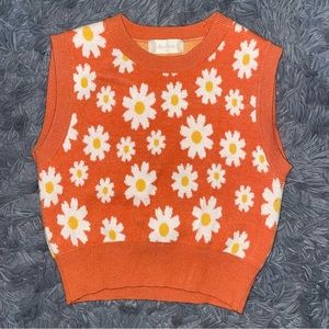 Altar’d State Orange Floral Sweater Vest